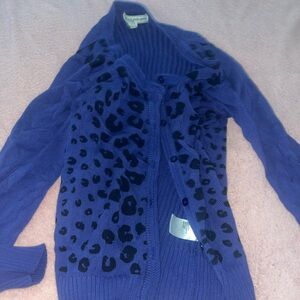 Purple Leopard Print Cardigan